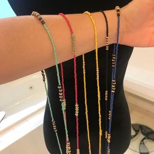 Set of 5 colorful individual beaded necklaces